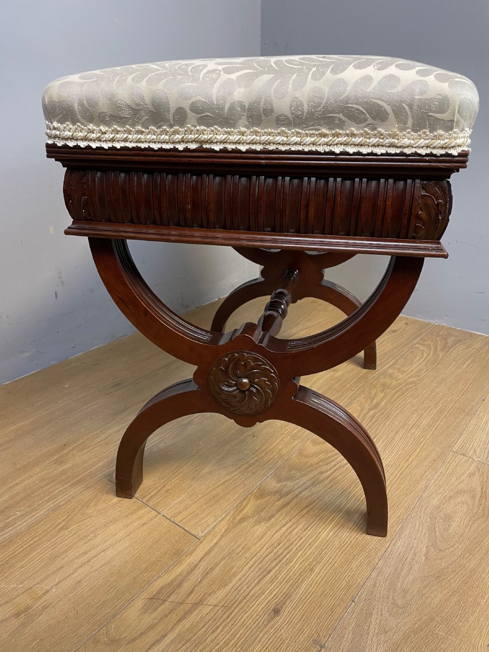 Nineteenth century mahogany x framed stool  View VI