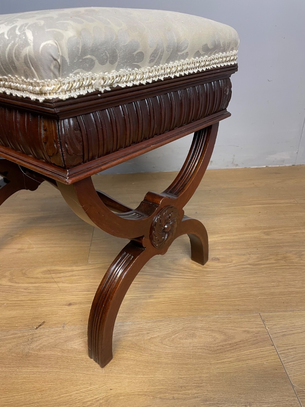Nineteenth century mahogany x framed stool  View VIII