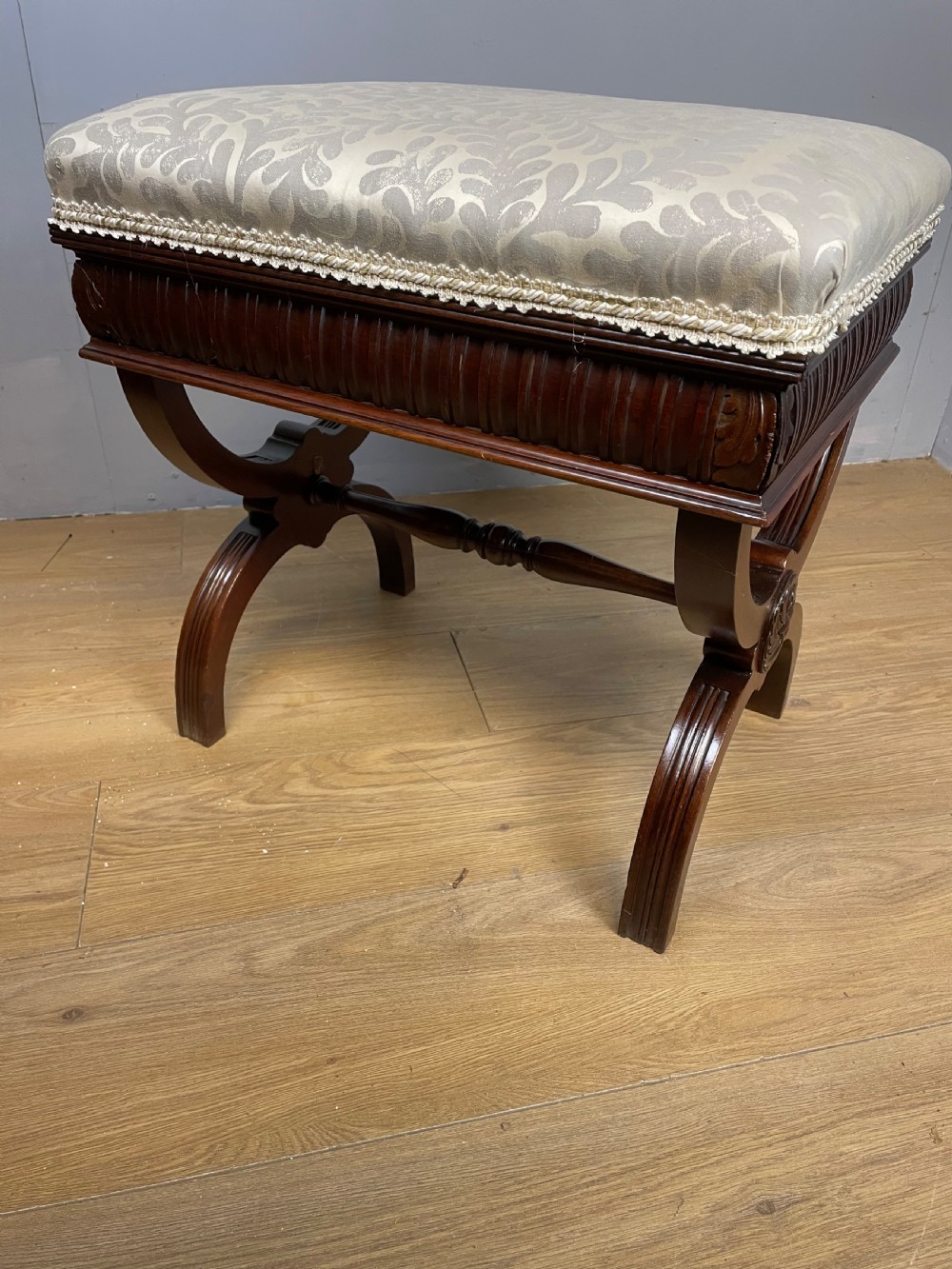 Nineteenth century mahogany x framed stool  View IX