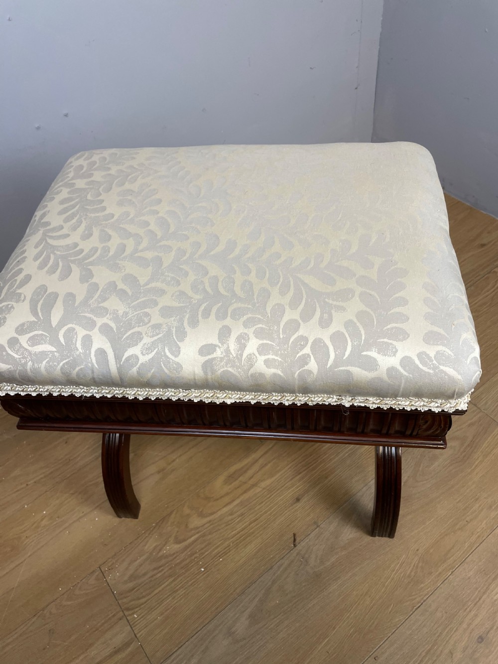 Nineteenth century mahogany x framed stool  View XI