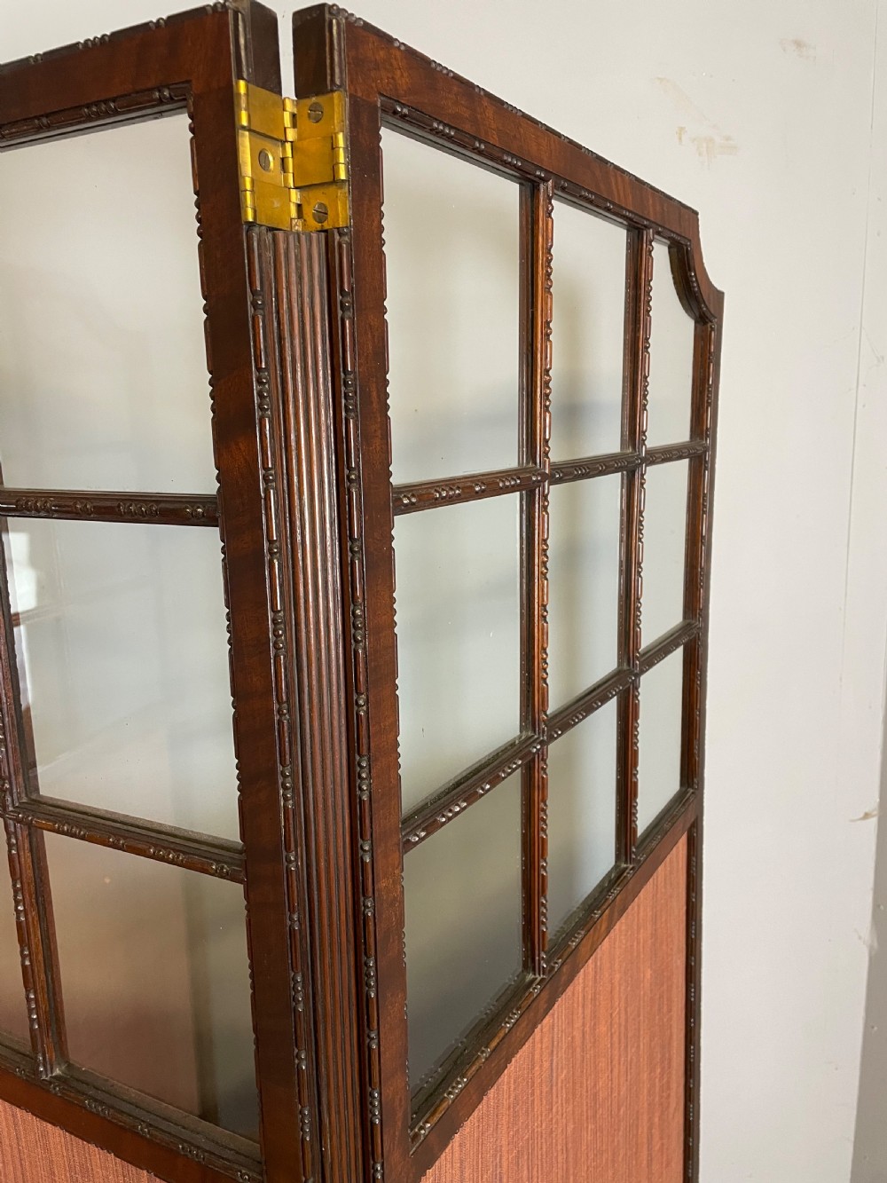 Edwardian three fold glazed mahogany screen  View III