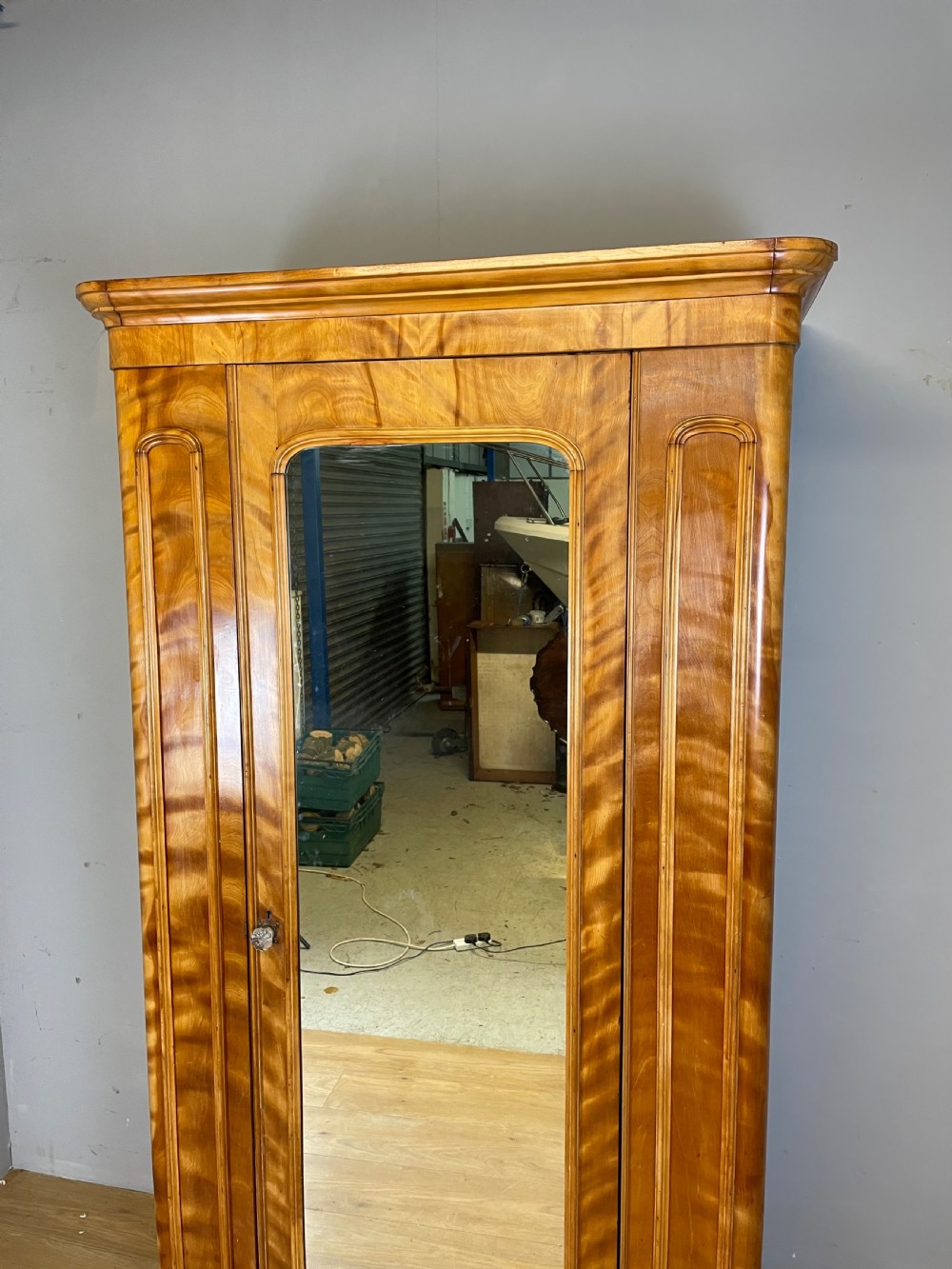 Nineteenth century satin birch wardrobe  View II