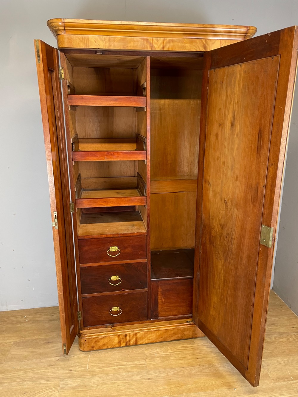 Nineteenth century satin birch wardrobe  View IV