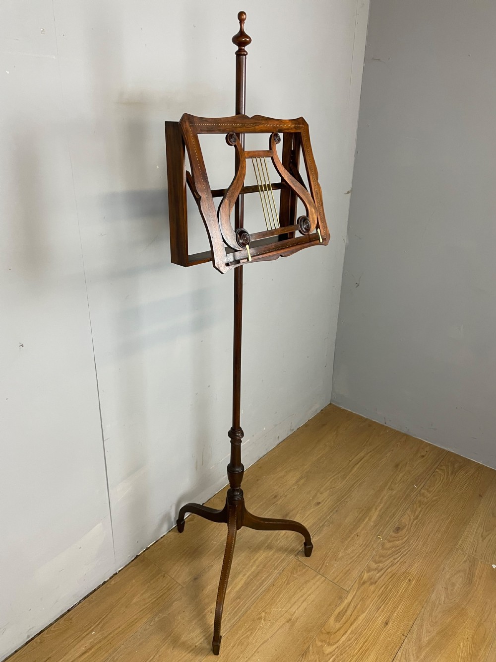 Nineteenth century inlaid mahogany music stand  View II