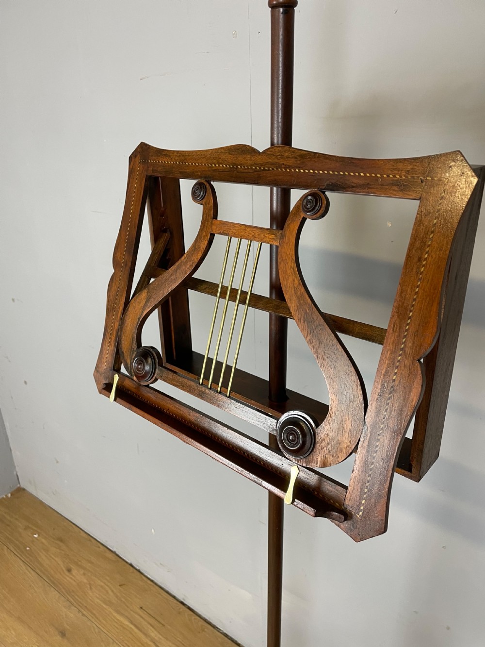 Nineteenth century inlaid mahogany music stand  View III