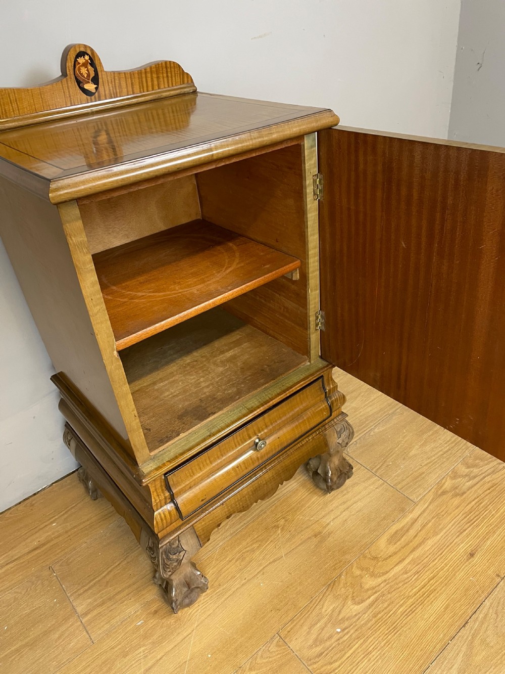 Nineteenth century inlaid walnut bedside cupboard  View VI