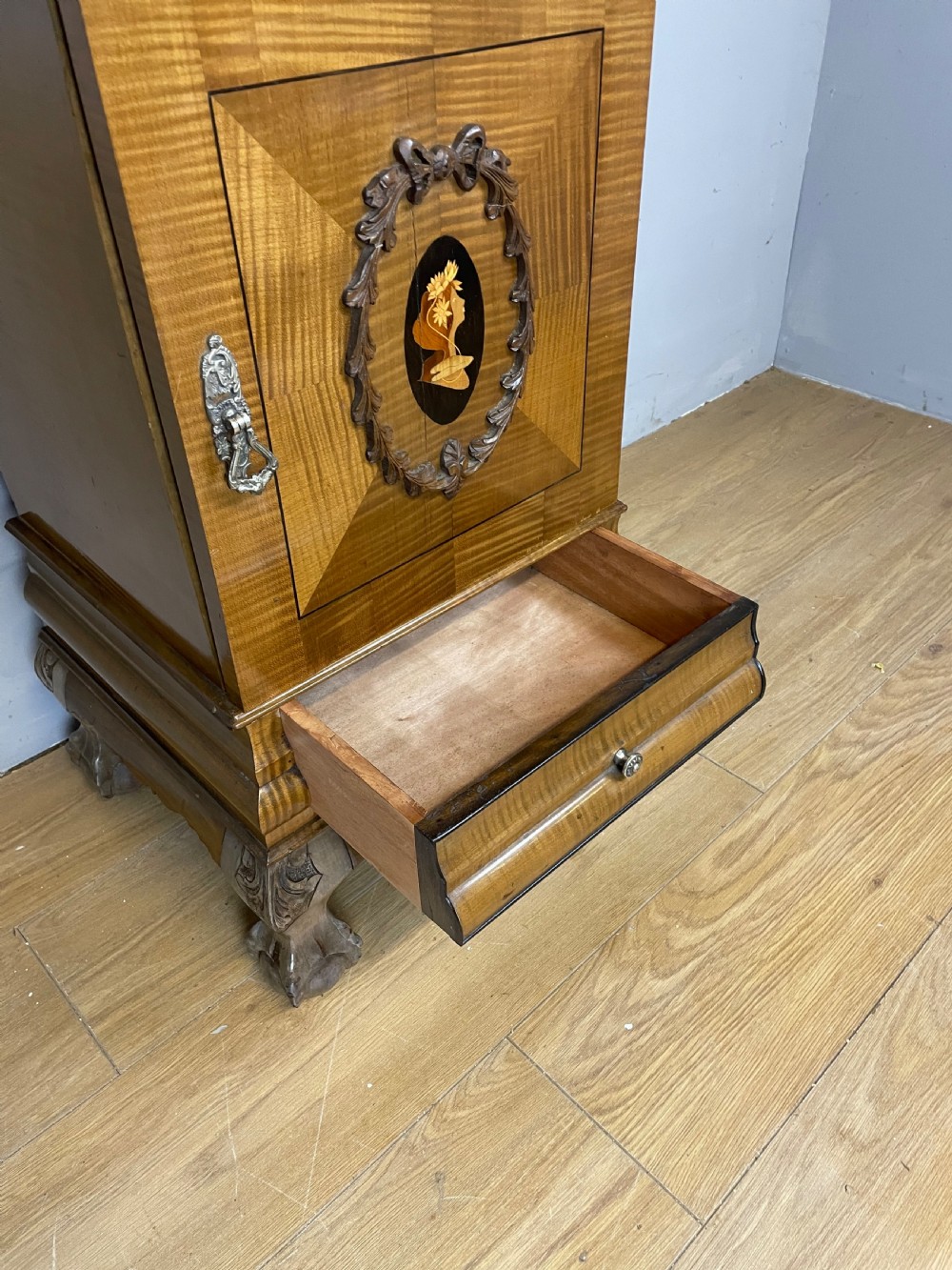 Nineteenth century inlaid walnut bedside cupboard  View VII
