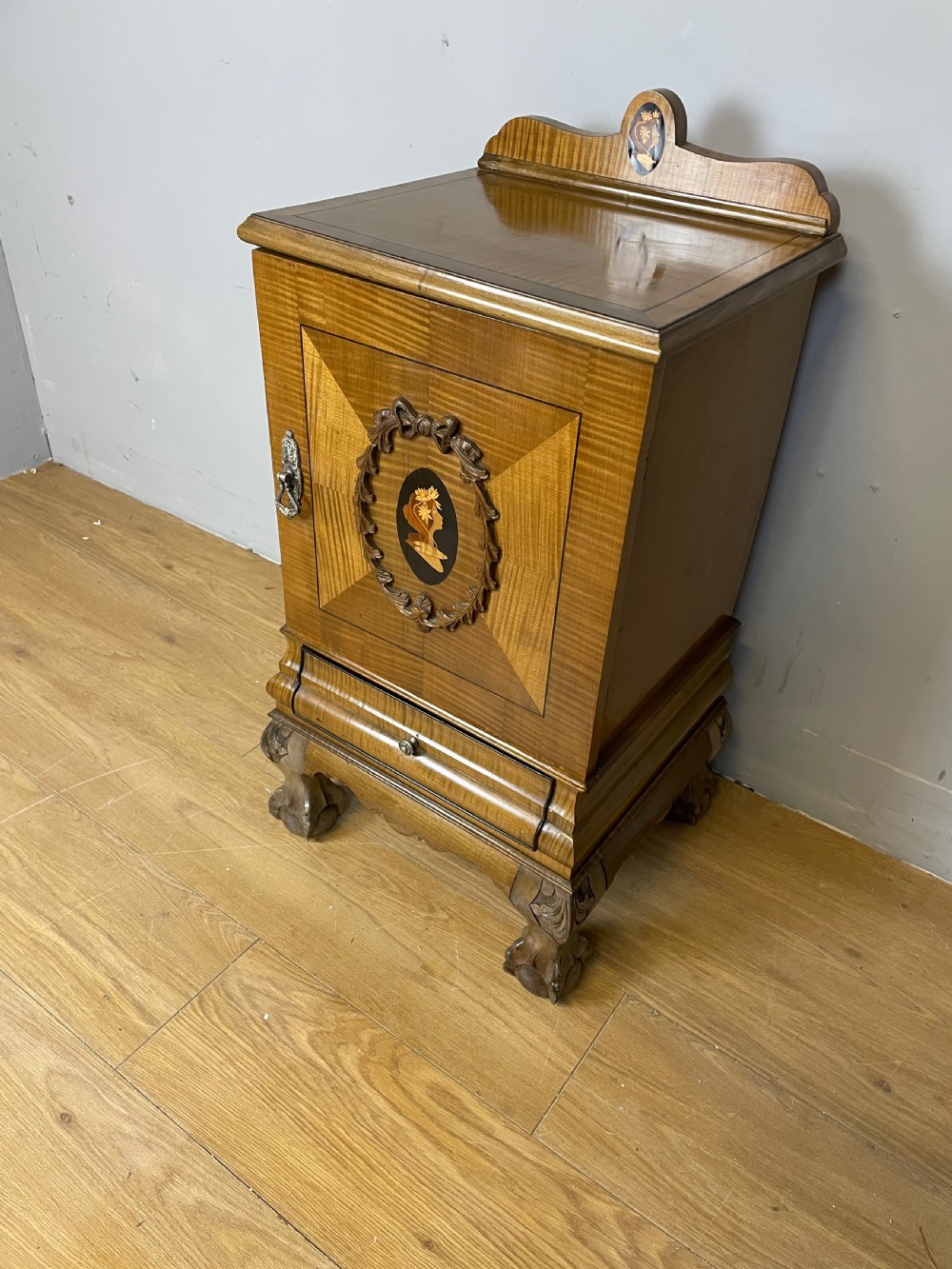 Nineteenth century inlaid walnut bedside cupboard  View VIII