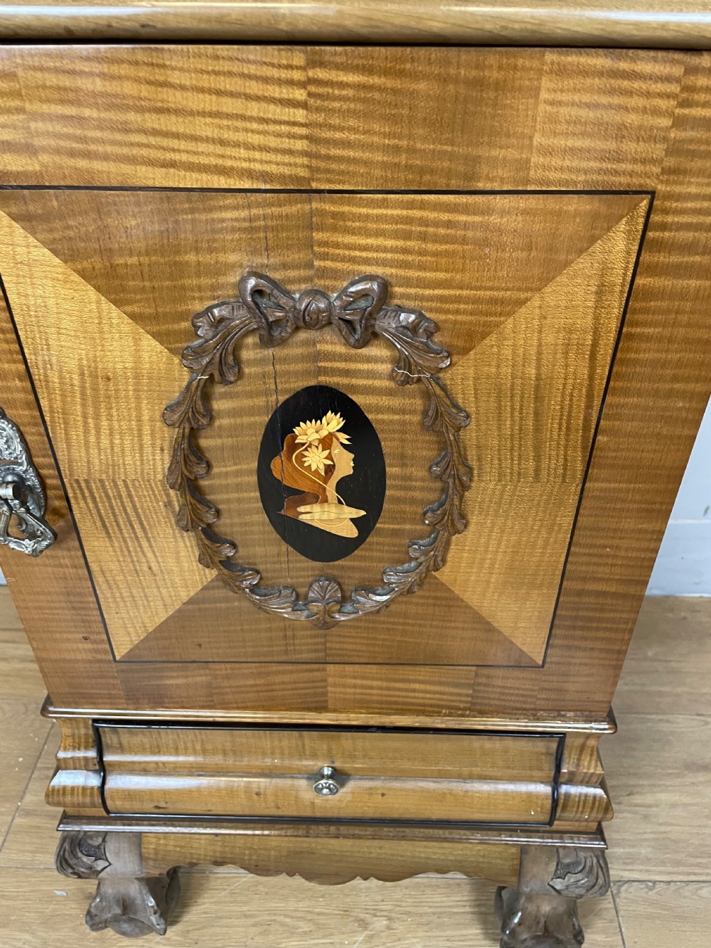 Nineteenth century inlaid walnut bedside cupboard  View XIII