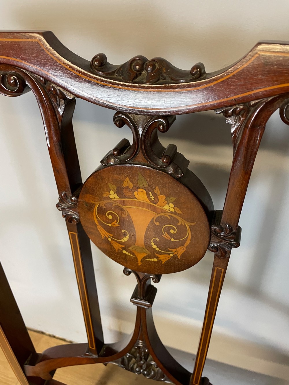 Edwardian inlaid mahogany salon chair  View VII