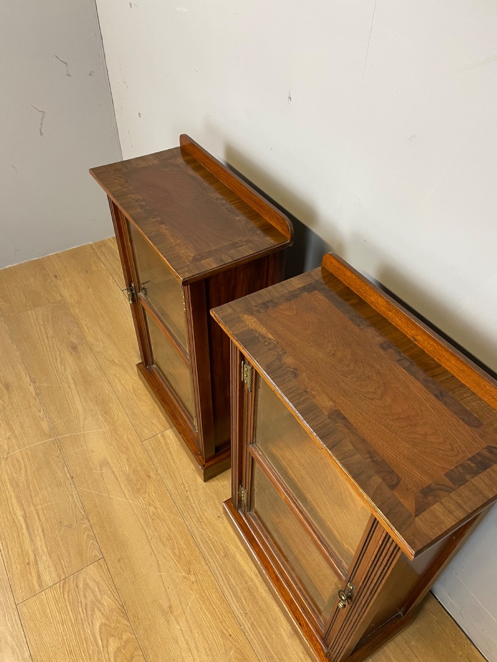 Small  pair of freestanding glazed walnut cabinets  View VII