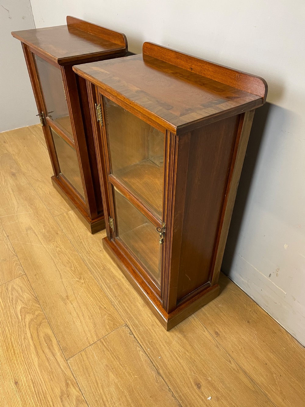Small  pair of freestanding glazed walnut cabinets  View IX