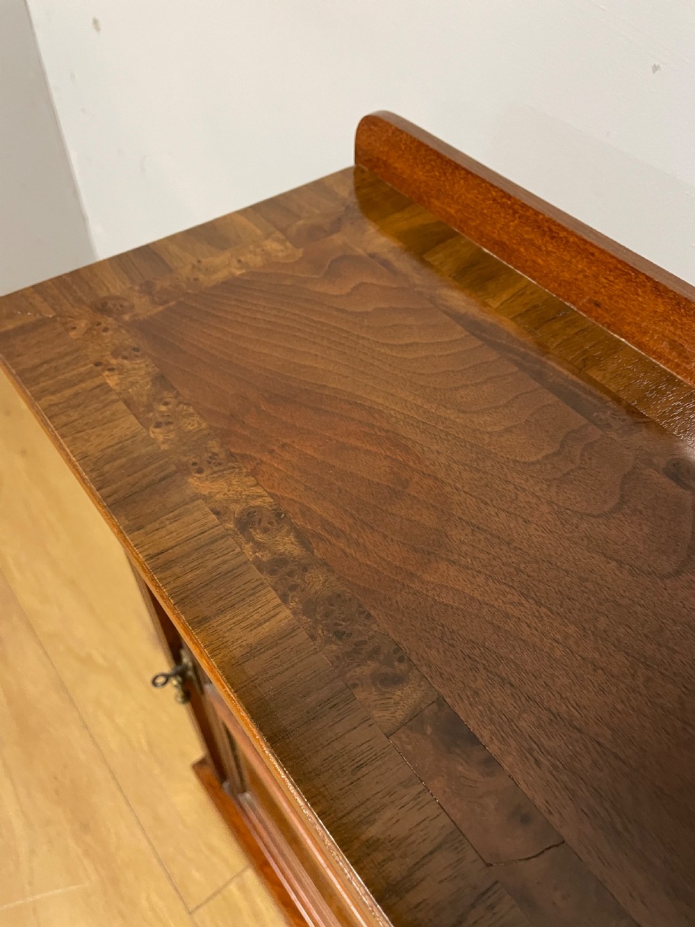 Small  pair of freestanding glazed walnut cabinets  View X