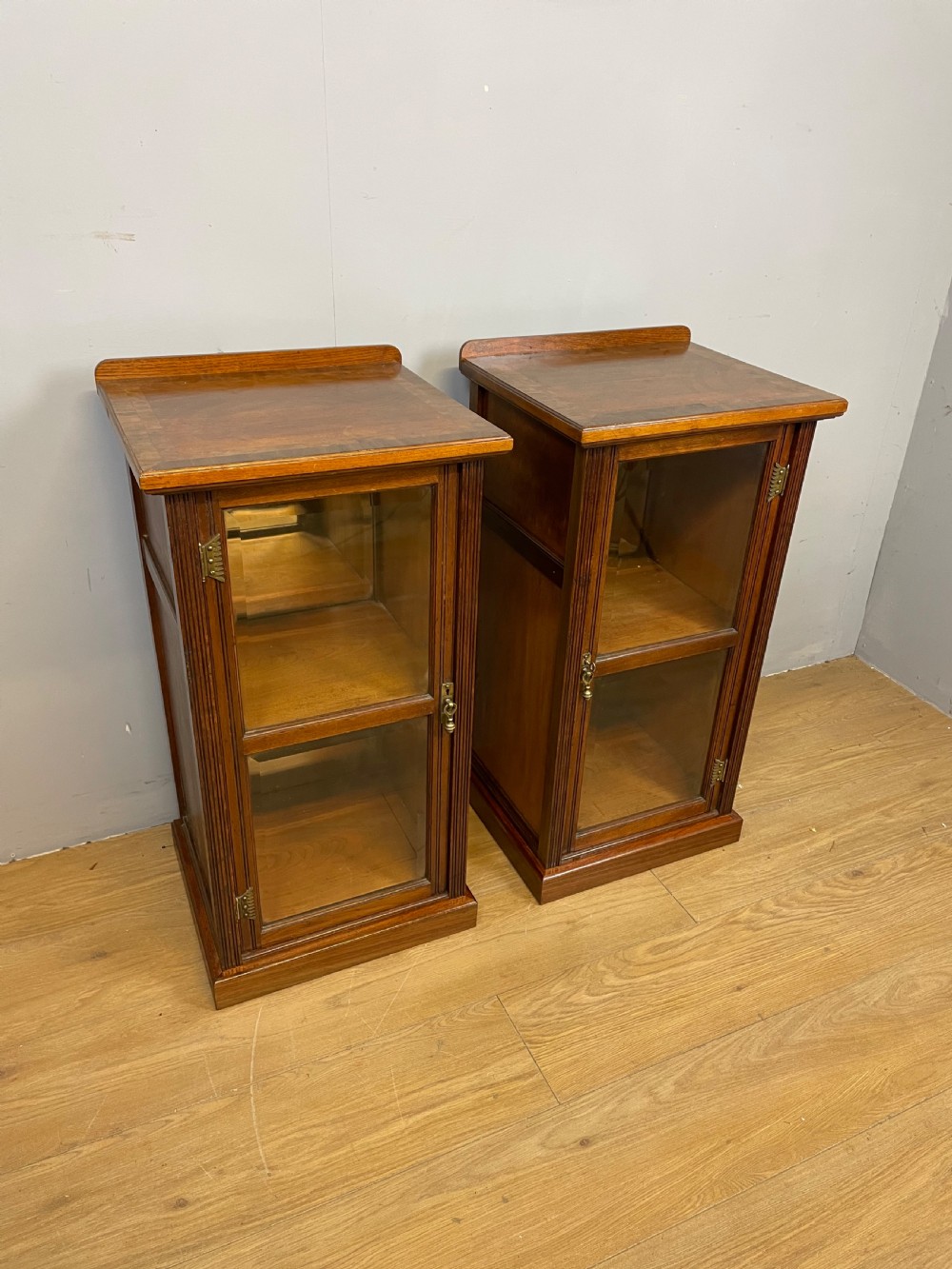 Pair of solid walnut bedside cabinets circa 1900