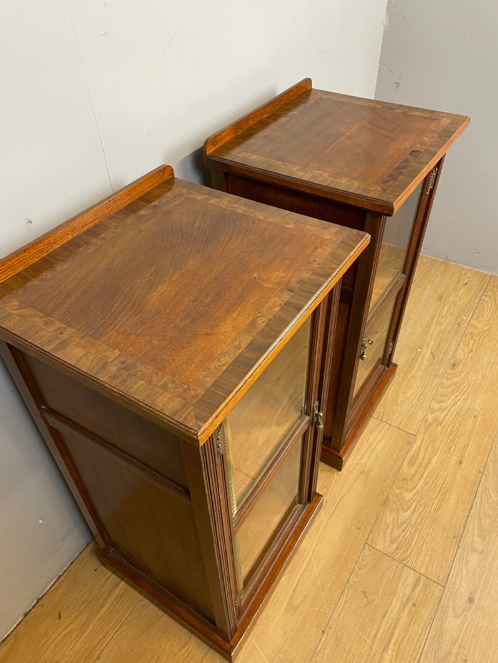 Pair of solid walnut bedside cabinets circa 1900 View II
