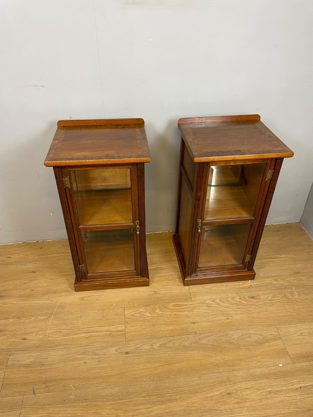 Pair of solid walnut bedside cabinets circa 1900 View XII