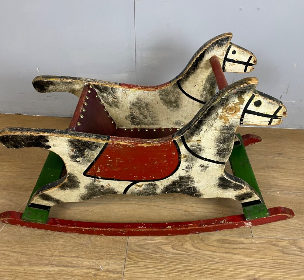 Vintage painted wooden rocking horse circa 1920 View VIII