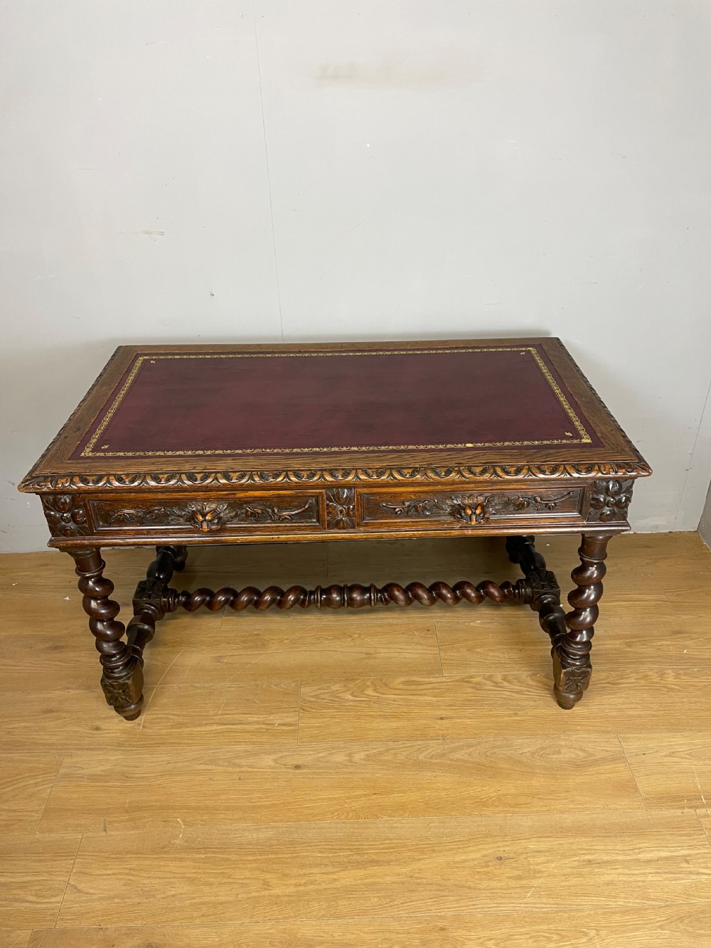 C19th Carved oak writing table  View IV
