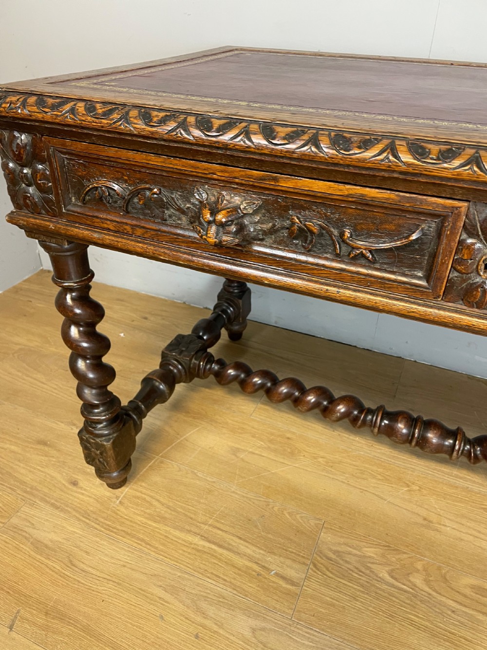 C19th Carved oak writing table  View VI