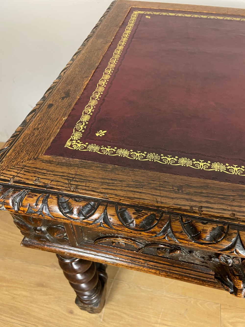 C19th Carved oak writing table  View VII