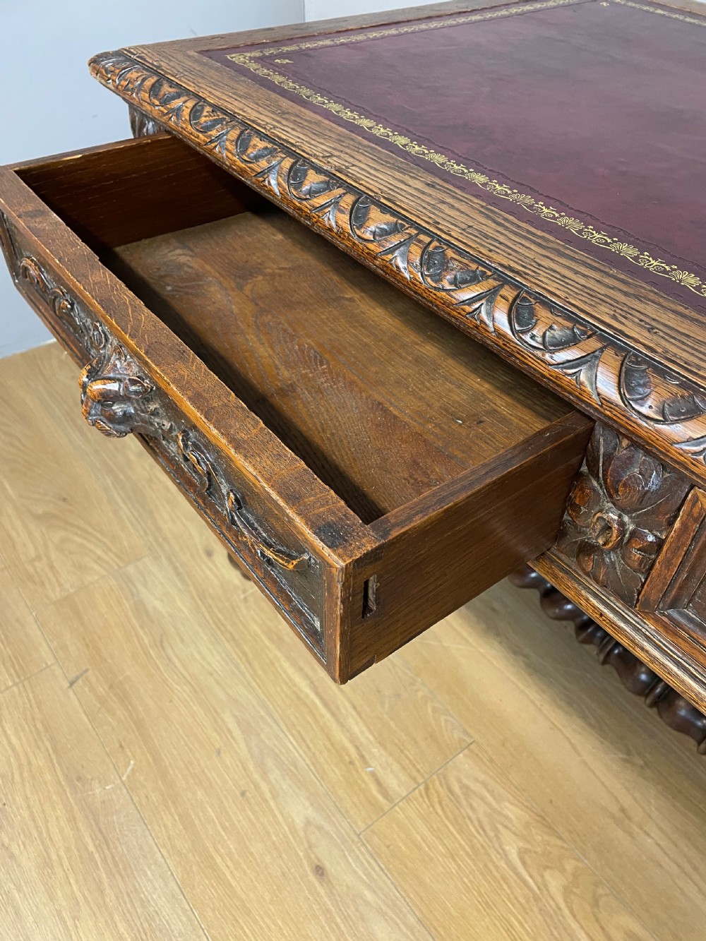 C19th Carved oak writing table  View VIII