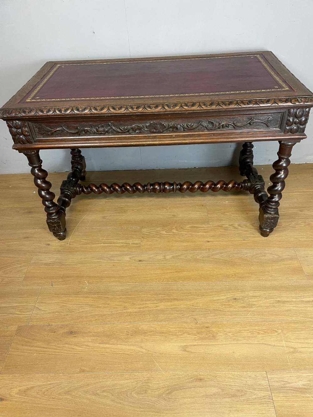 C19th Carved oak writing table  View XI