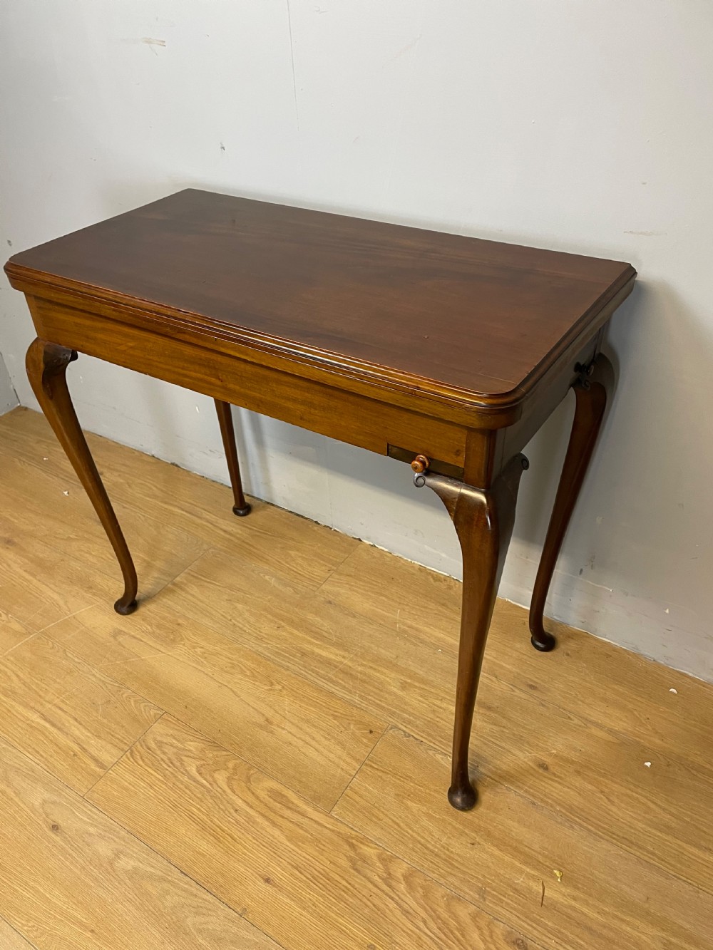 Edwardian mahogany card table on cabriole legs  View V