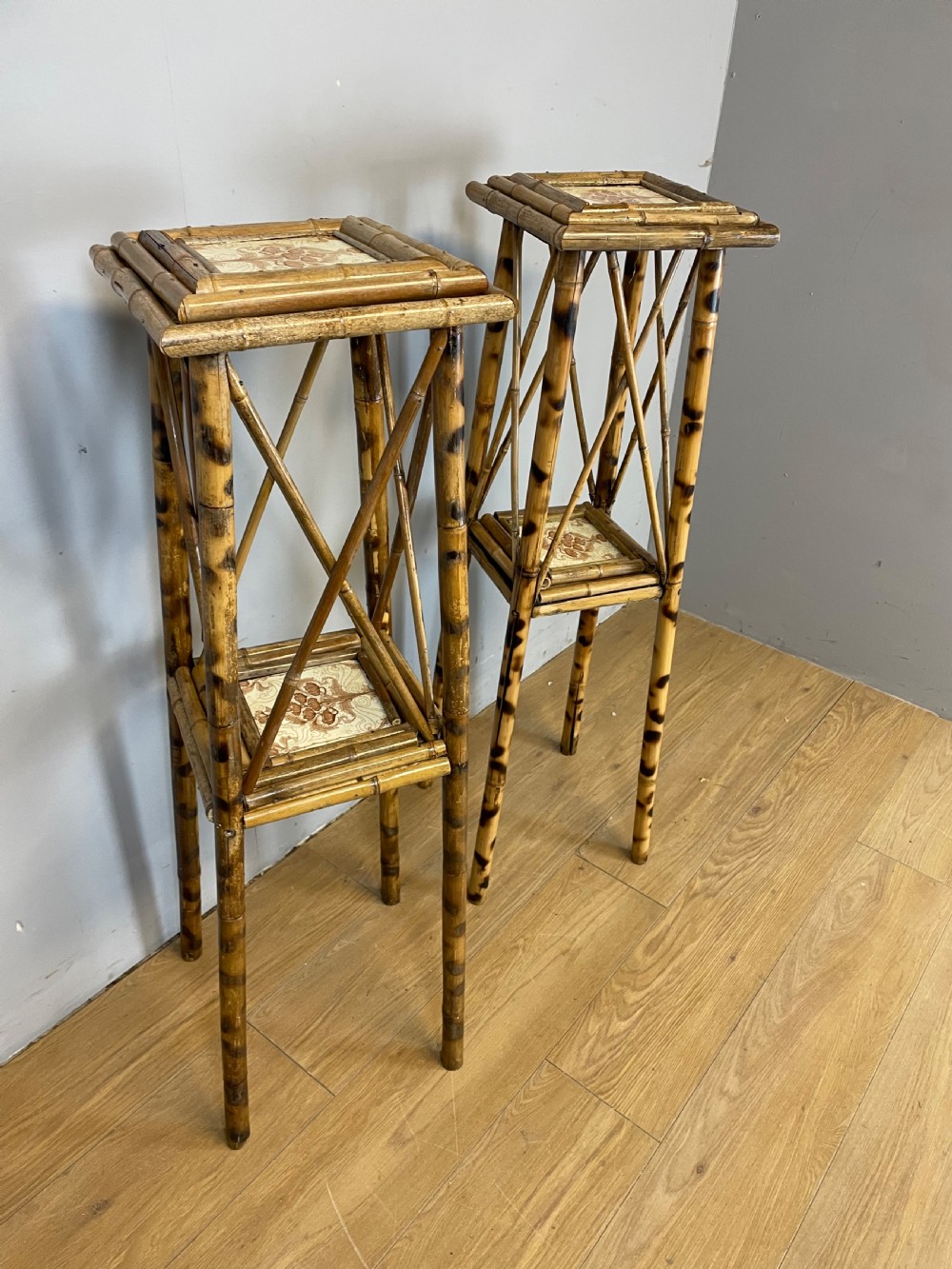 C19TH pair of Art Nouveau bamboo plant stands  View X