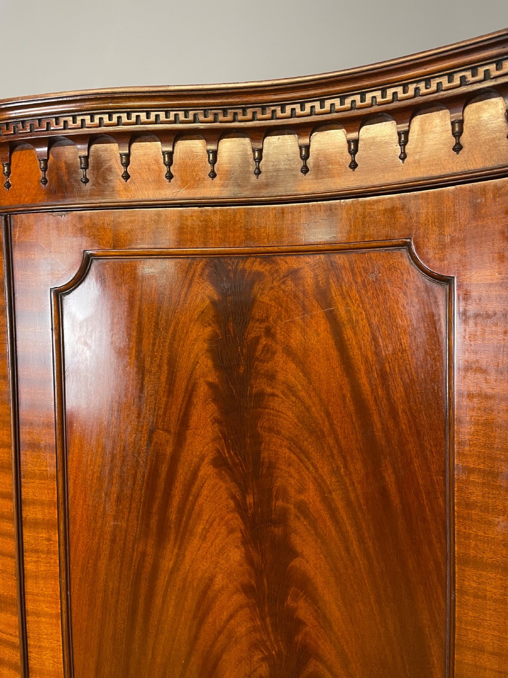 Edwardian flame mahogany serpentine fronted wardrobe  View X