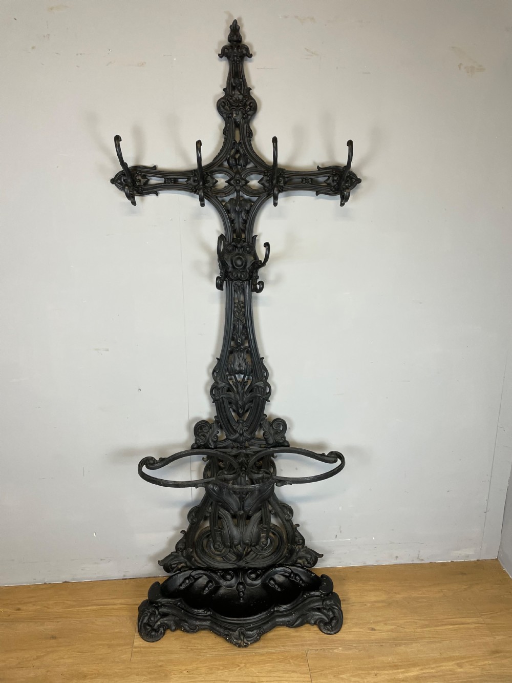 Nineteenth century Coalbrookdale style cast iron hall stand 