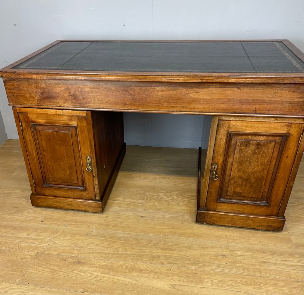 C19TH walnut partners desk with inset leather top  View IX