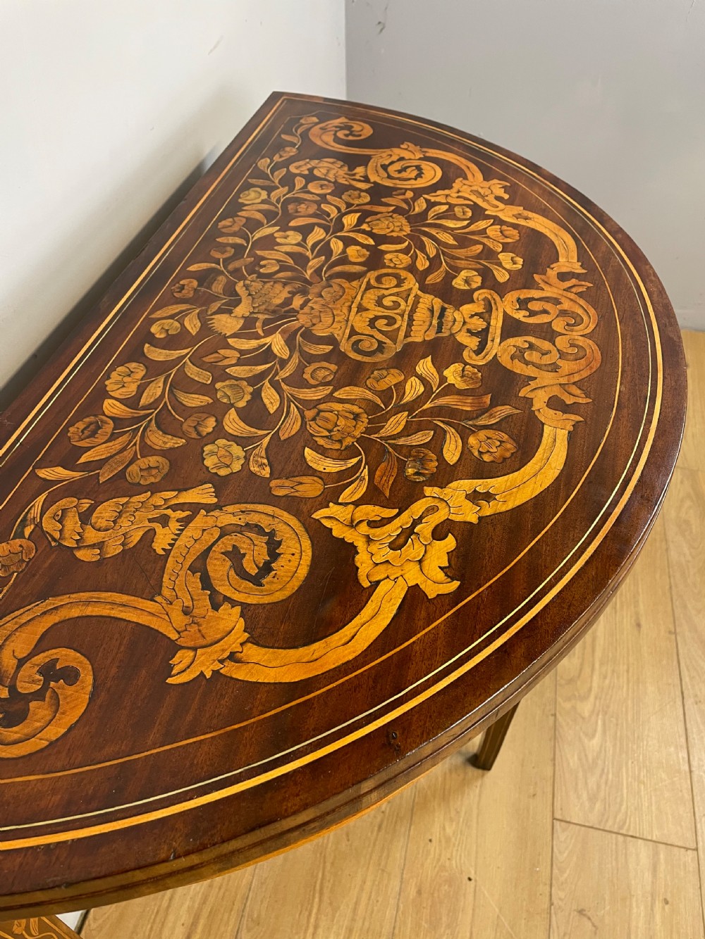 C18th Dutch marquetry inlaid fold over card table  View IV