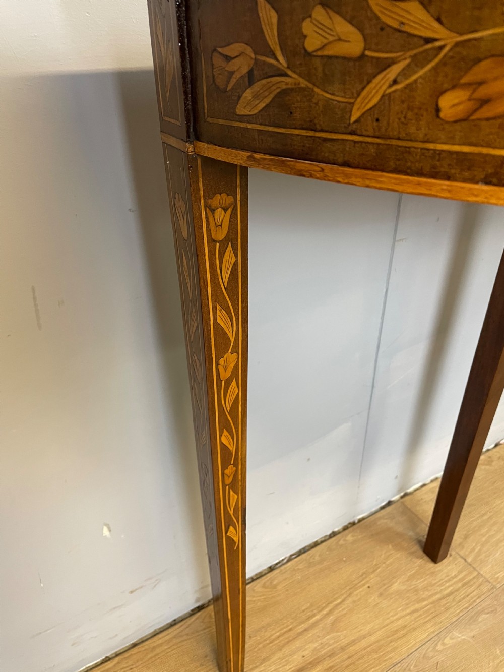 C18th Dutch marquetry inlaid fold over card table  View V