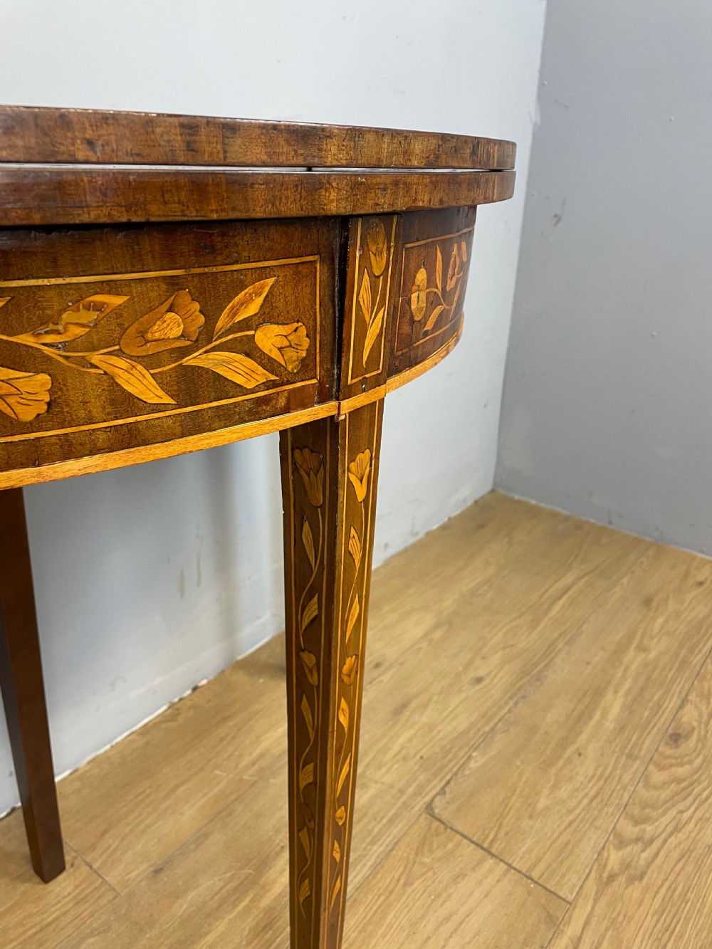 C18th Dutch marquetry inlaid fold over card table  View VI