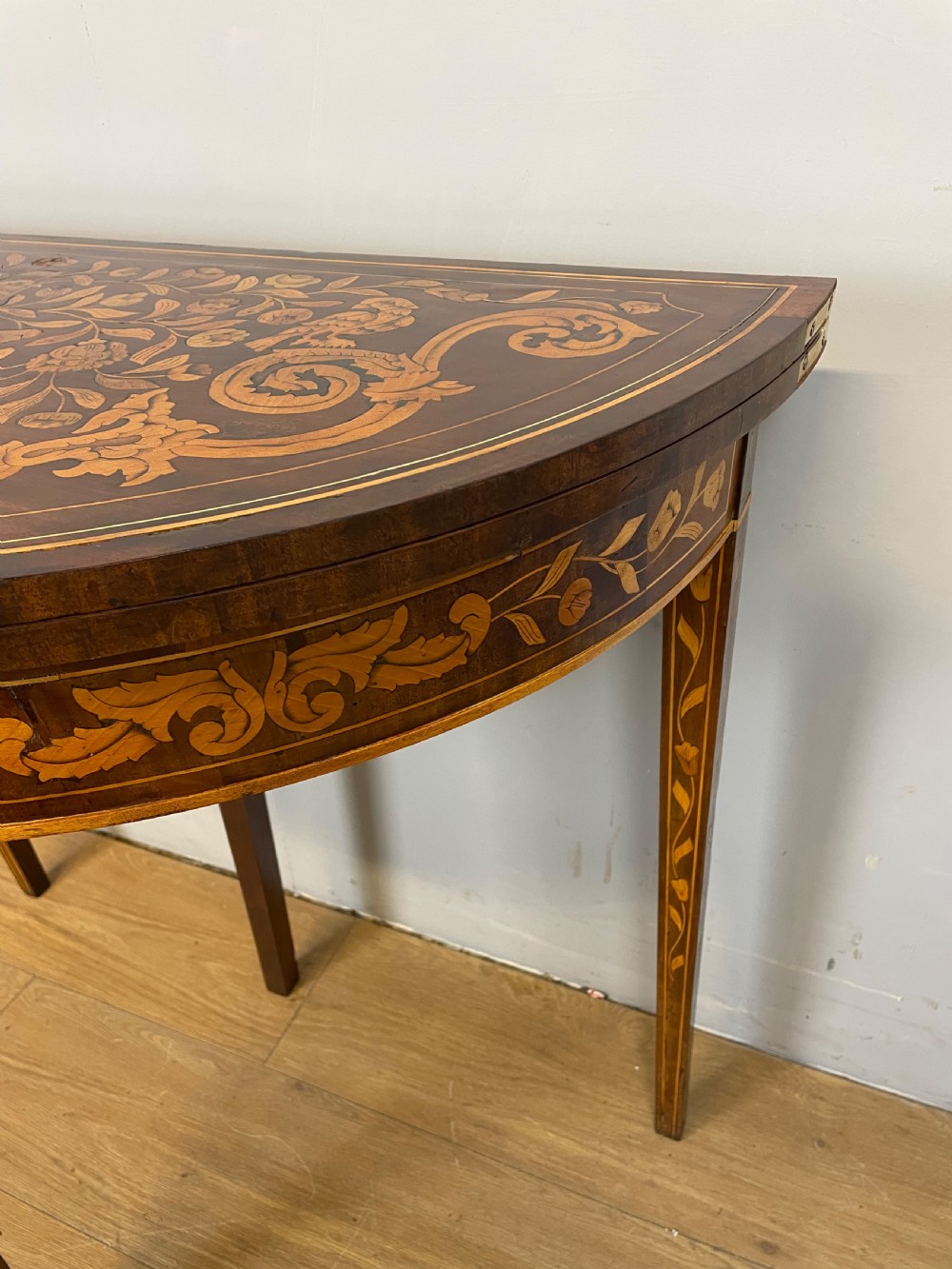C18th Dutch marquetry inlaid fold over card table  View VII