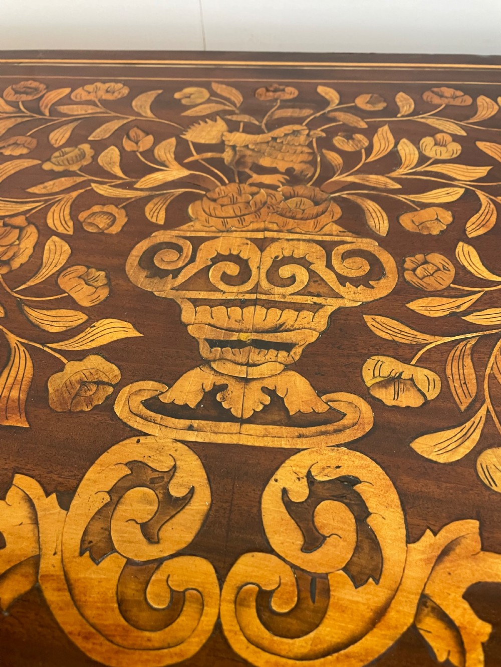 C18th Dutch marquetry inlaid fold over card table  View VIII