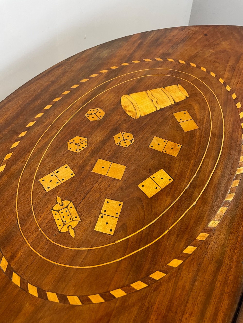 C18th Dutch marquetry inlaid fold over card table  View XI
