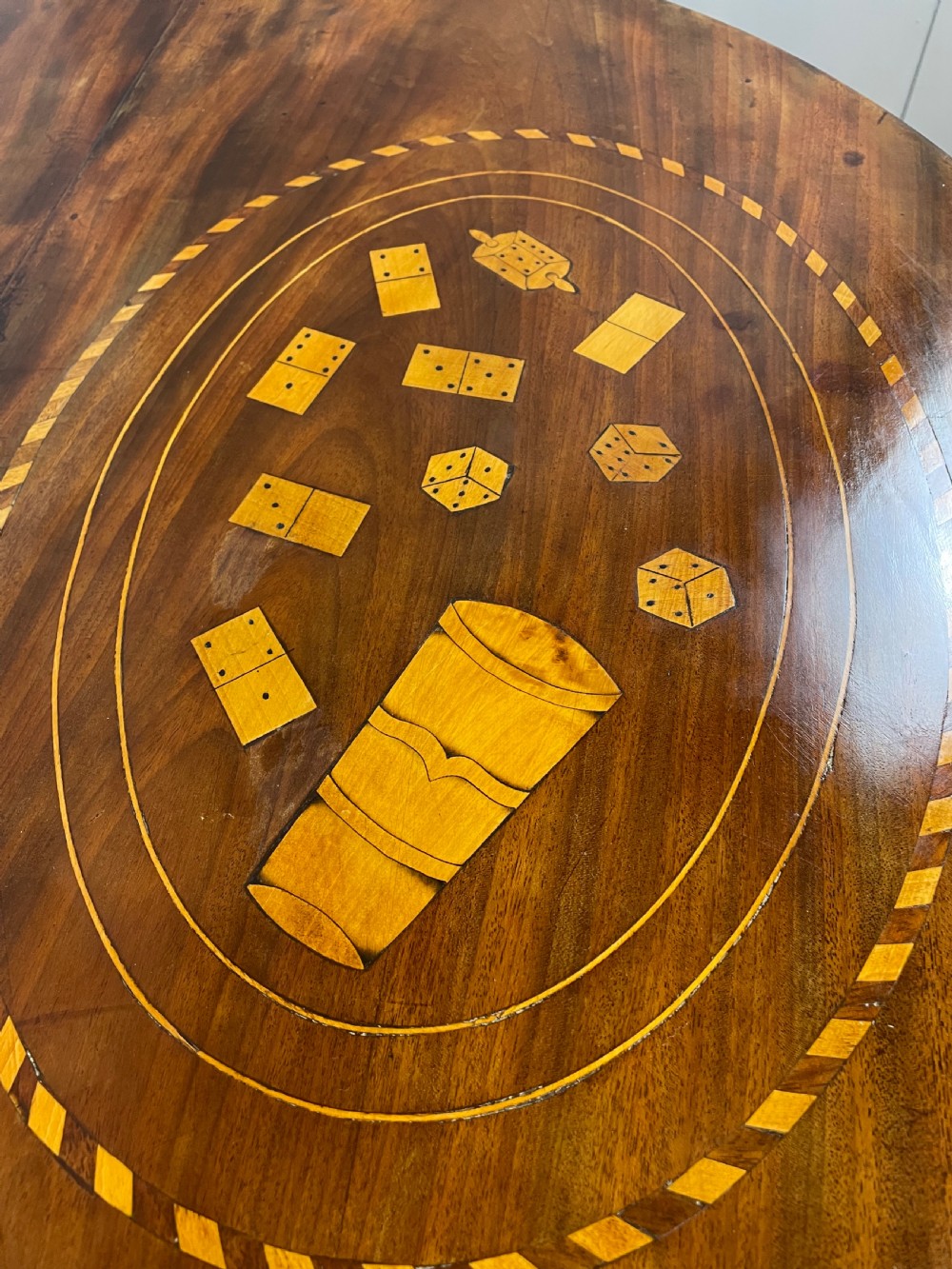 C18th Dutch marquetry inlaid fold over card table  View XII