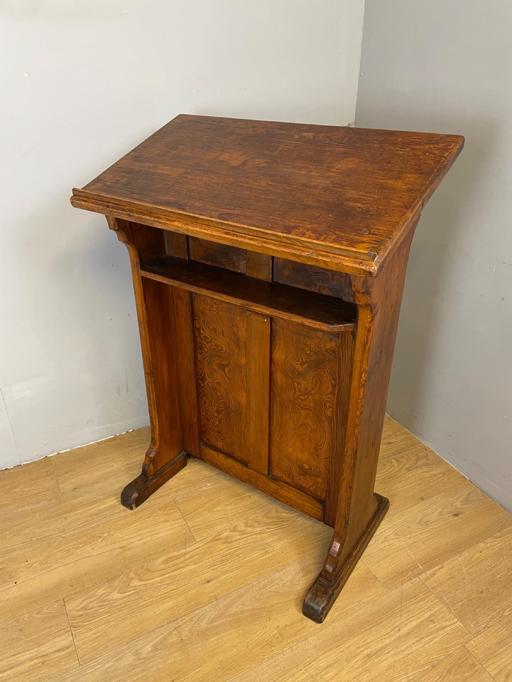 Edwardian ecclesiastical pine lectern View II