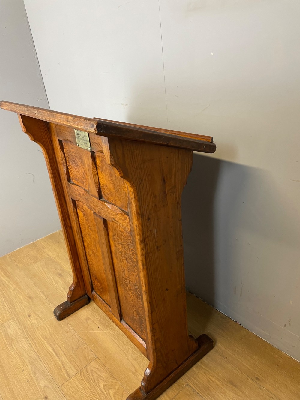 Edwardian ecclesiastical pine lectern View VIII