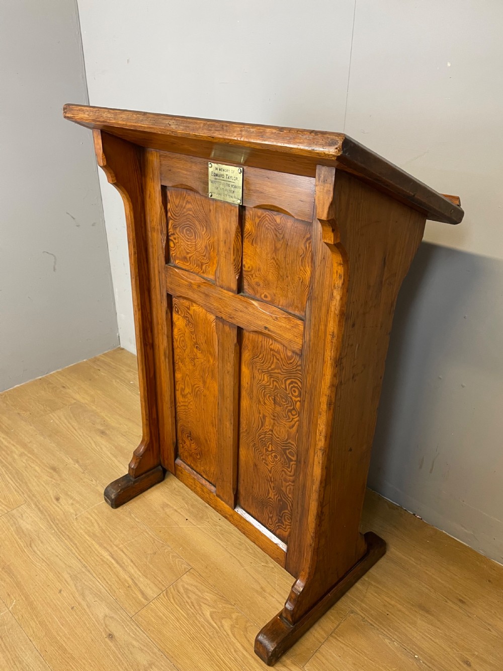 Edwardian ecclesiastical pine lectern View IX