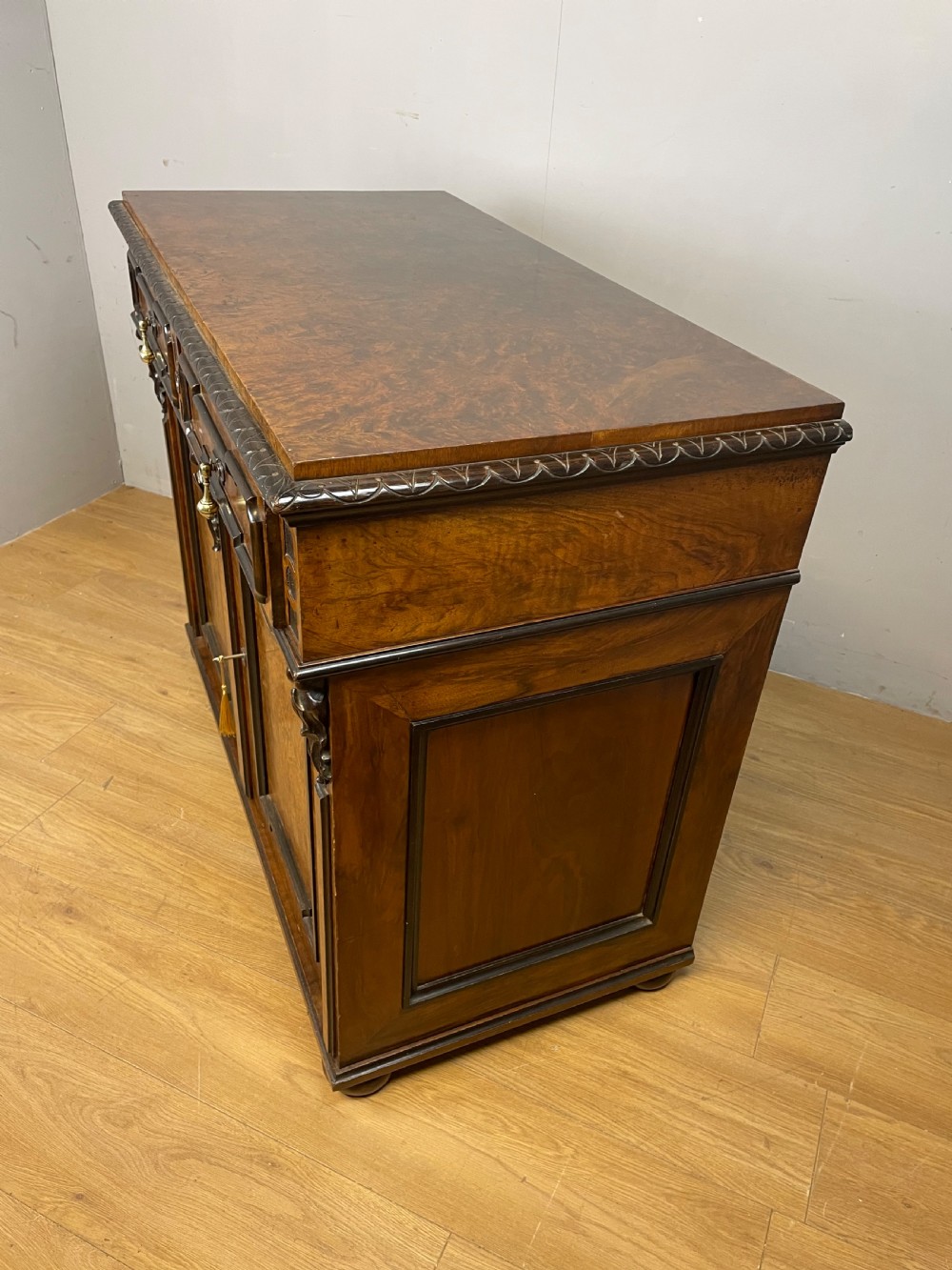 C19TH burr walnut Biedermeier style two door cabinet with drawer  View IX