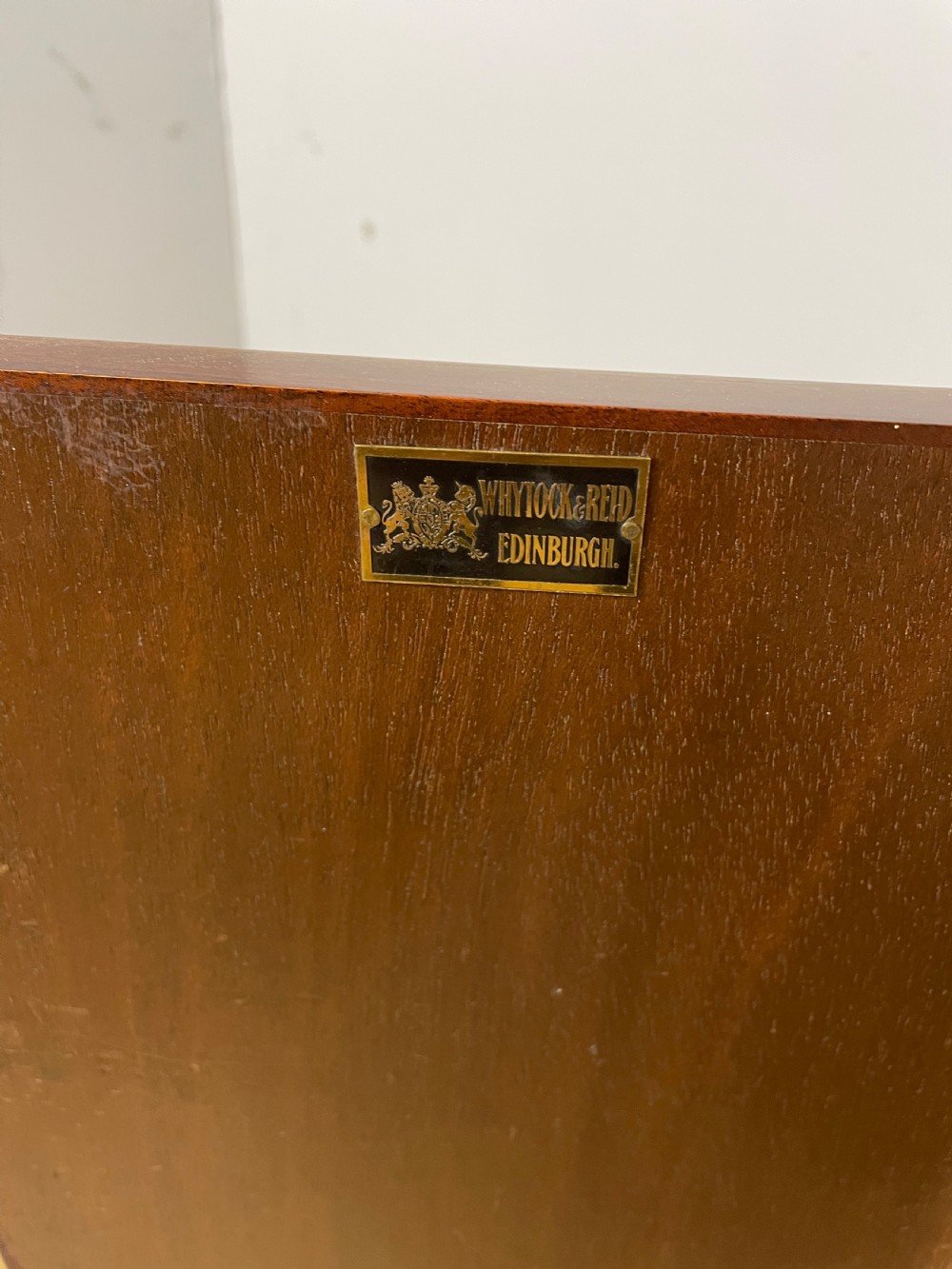 Mahogany bedside cupboard by Whytock and Reid Edinburgh  View V