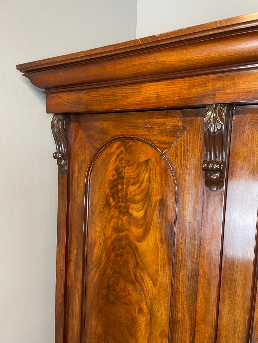 C19TH country house flame mahogany wardrobe  View V