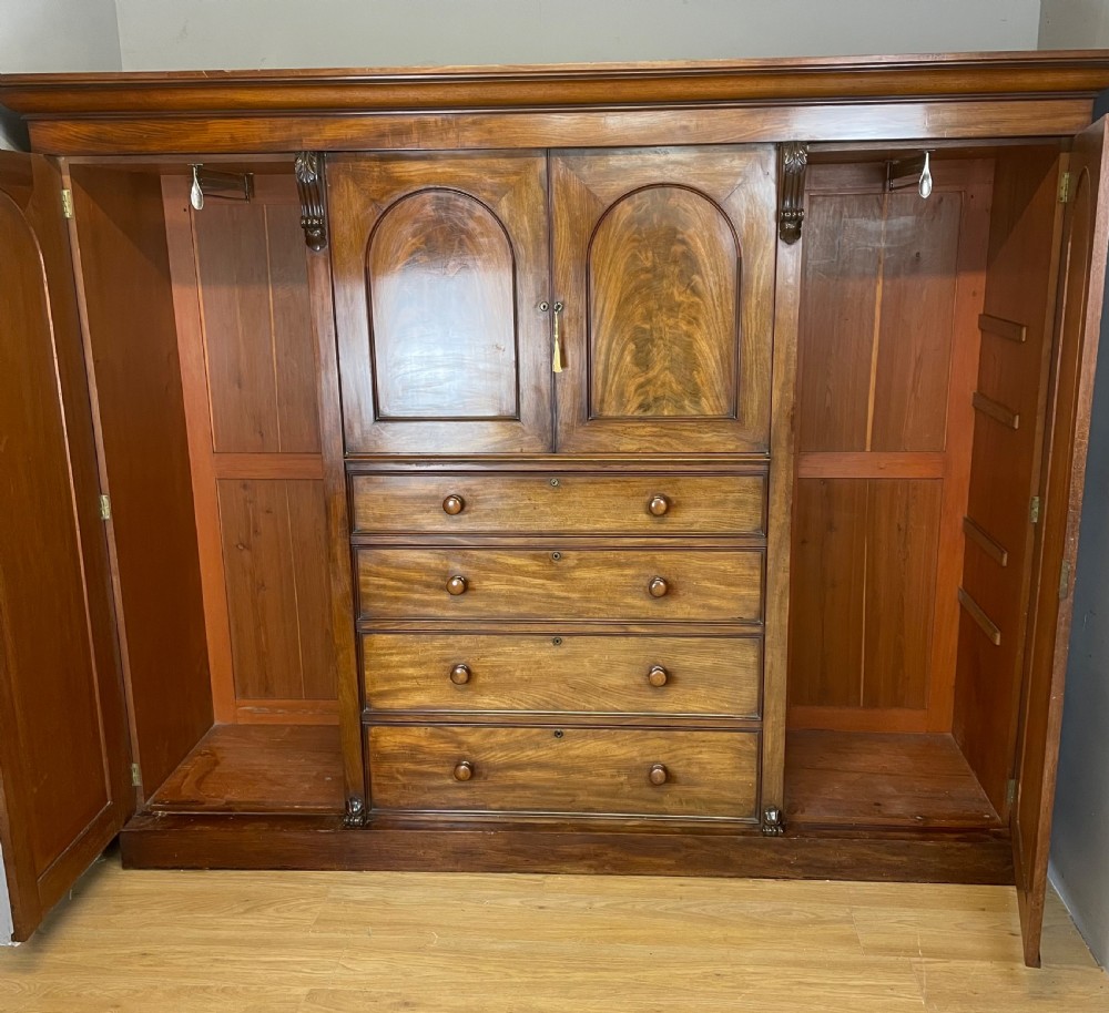 C19TH country house flame mahogany wardrobe  View IX