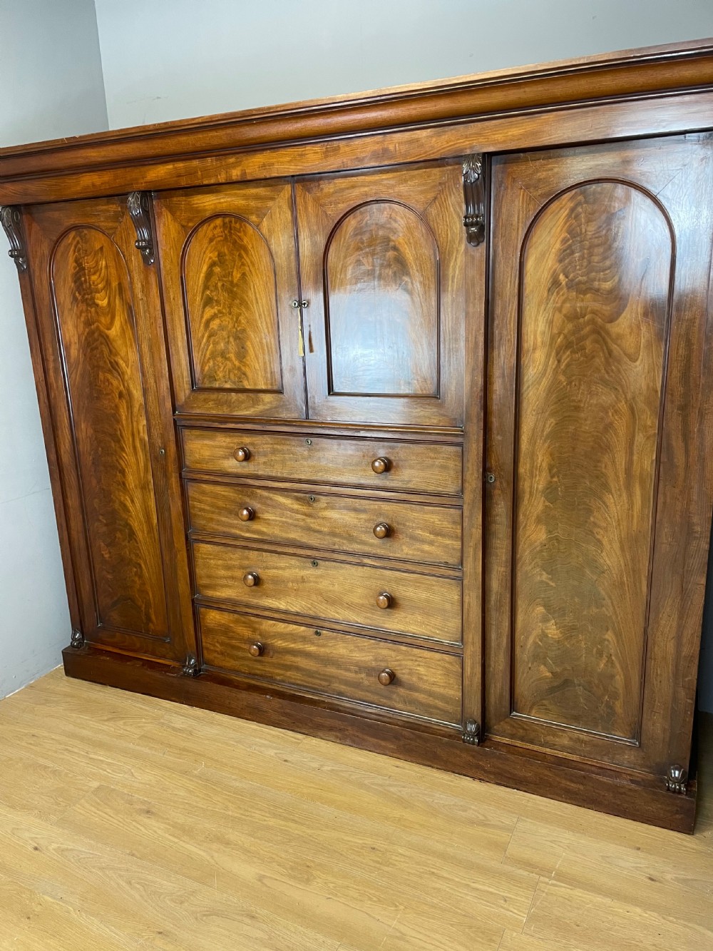 C19TH country house flame mahogany wardrobe  View XIII