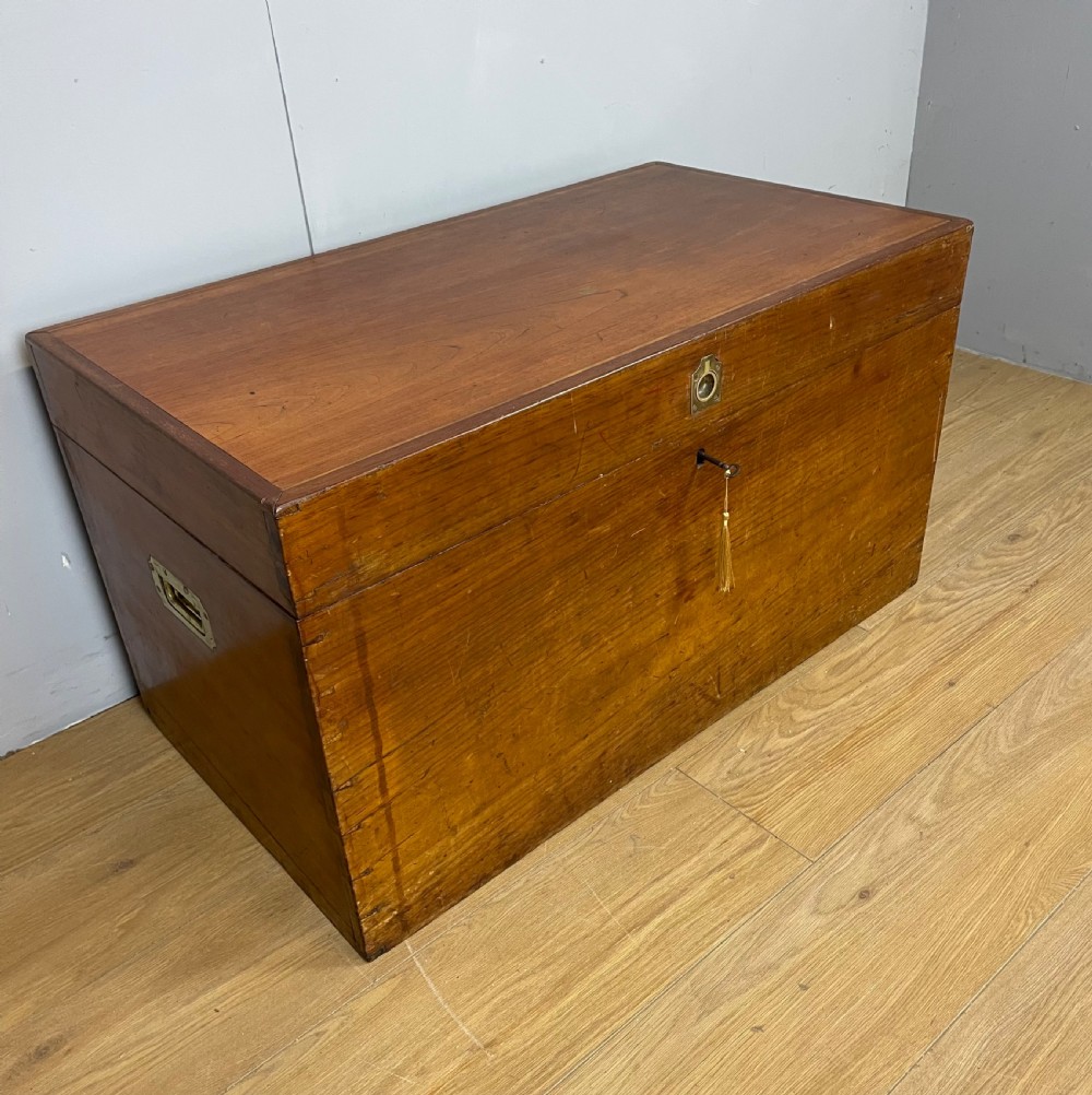 C19TH teak military style chest  View II