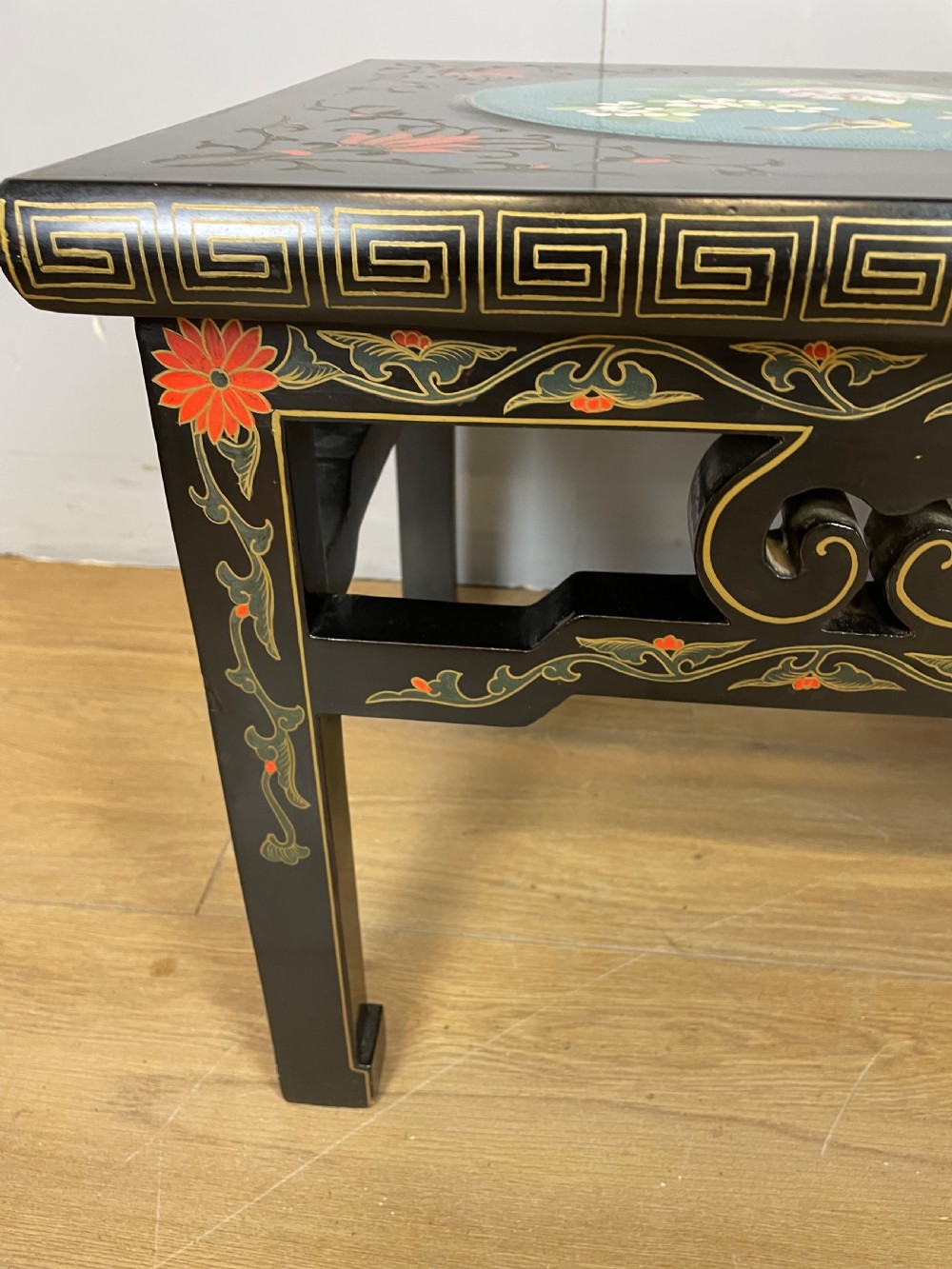 Early C20th chinoiserie coffee table with cloisonné panels  View VI