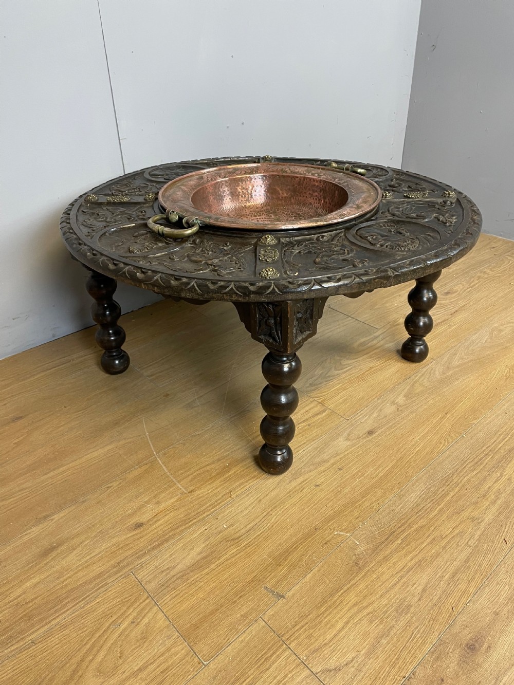 C19TH carved oak Spanish brazier table  View IV