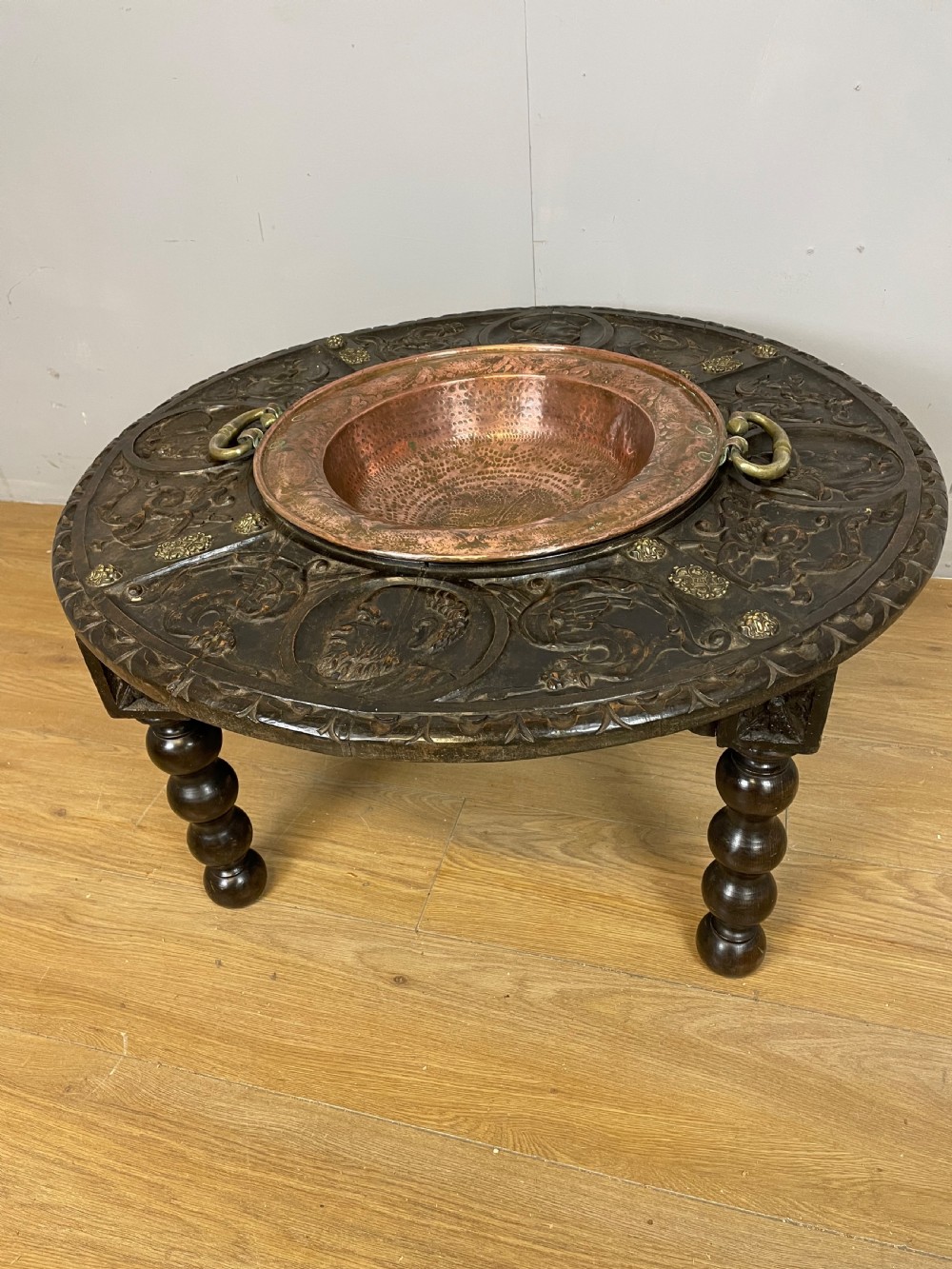 C19TH carved oak Spanish brazier table  View VII